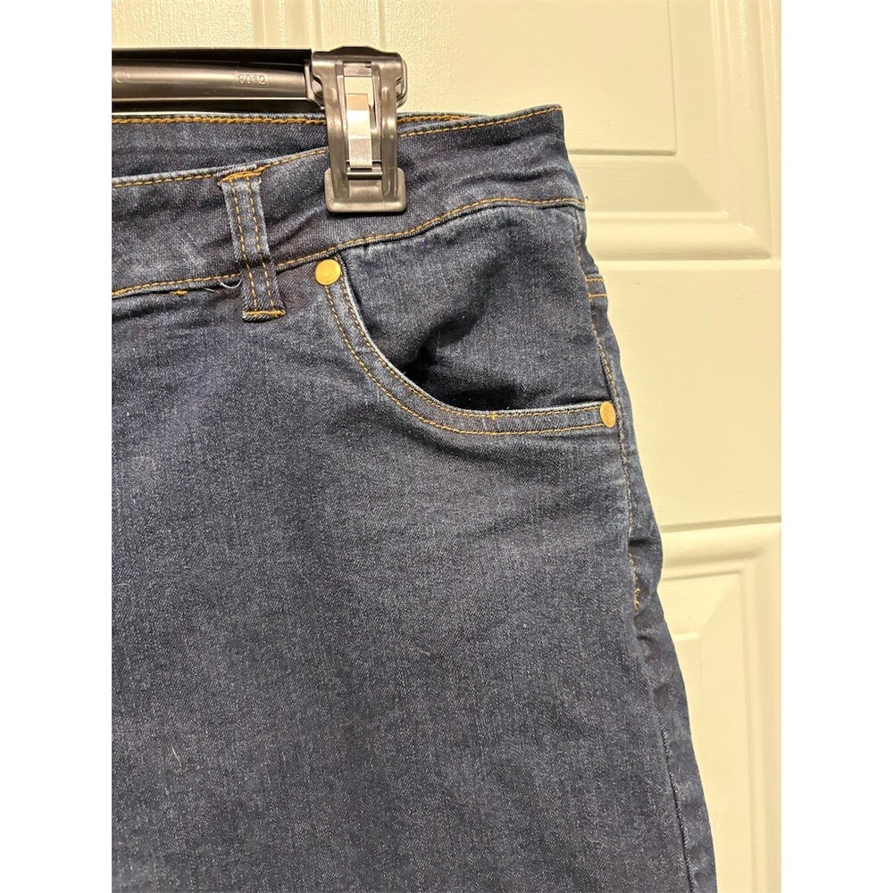 Woman Within Womens Bermuda Denim Shorts Size 14W Dark Wash Cuffed Hem - Picture 2 of 9